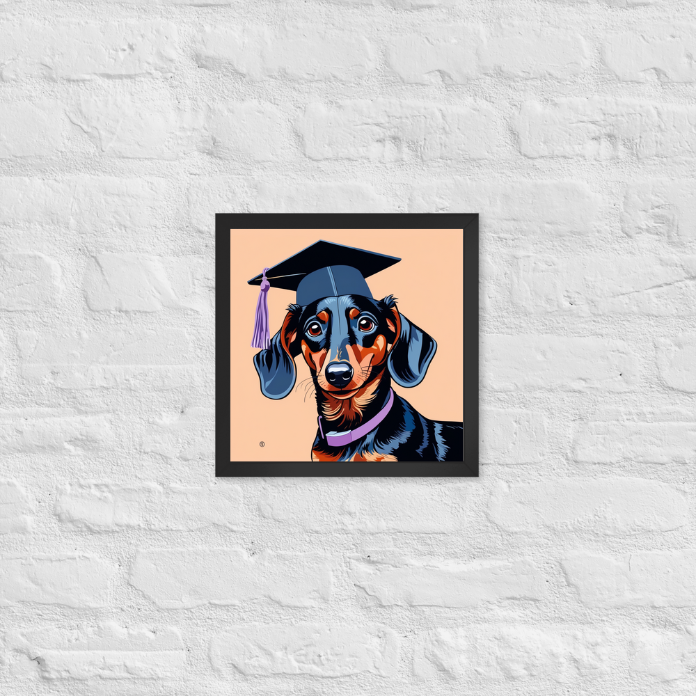 PugMug Custom Black Dachshund Framed Print
