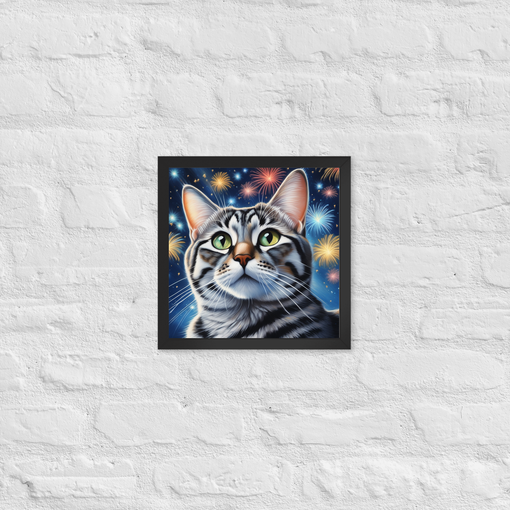 PugMug Custom Tabby American Shorthair Cat Framed Print