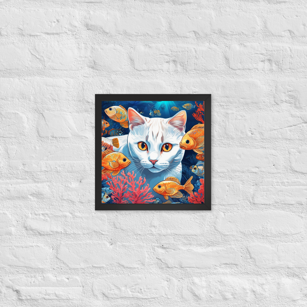 PugMug Custom White British Shorthair Cat Framed Print