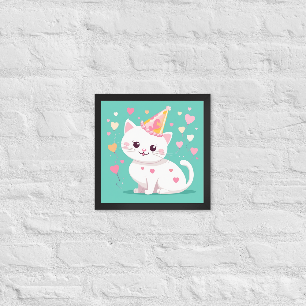 PugMug Custom White Companion Cat Framed Print