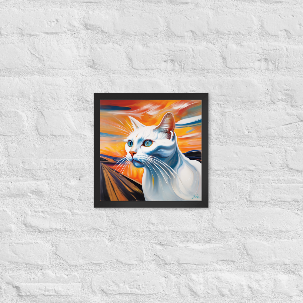 PugMug Custom White Companion Cat Framed Print