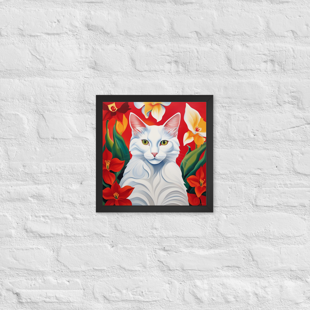 PugMug Custom White Companion Cat Framed Print