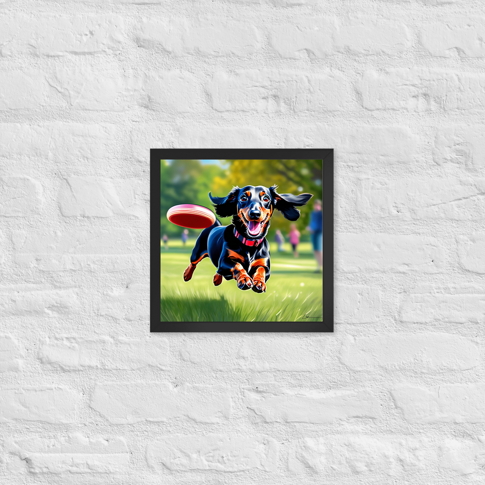 PugMug Custom Black Dachshund Framed Print
