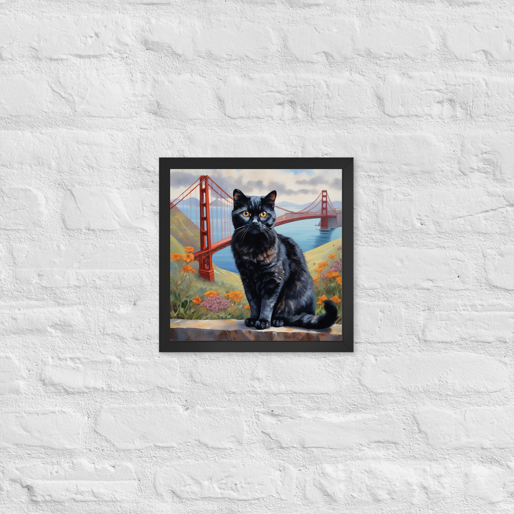 PugMug Custom Black Scottish Fold Cat Framed Print