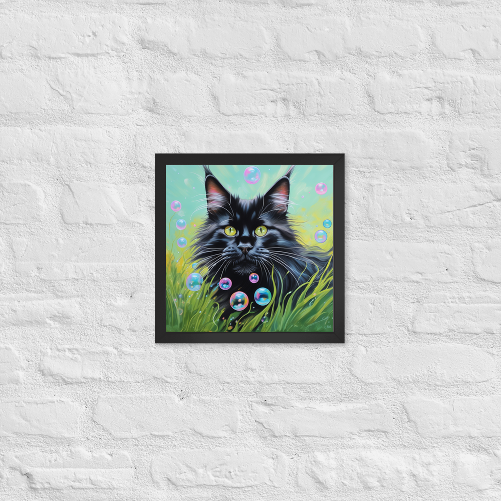 PugMug Custom Black Maine Coon Cat Framed Print