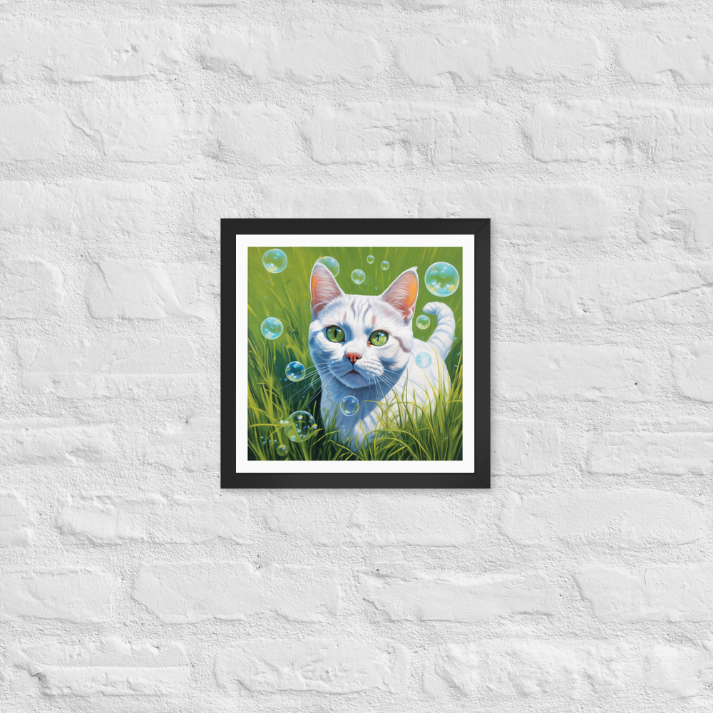PugMug Custom White American Shorthair Cat Framed Print
