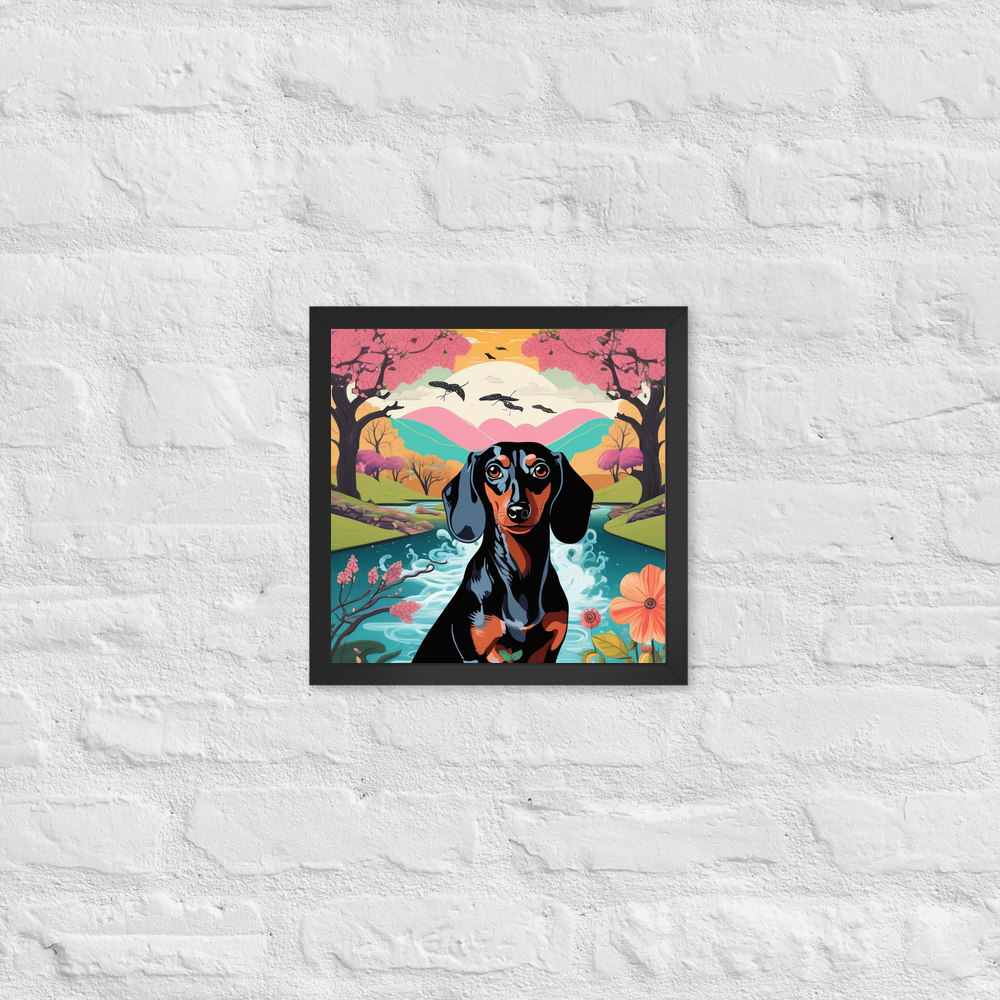 PugMug Custom Black Dachshund Framed Print