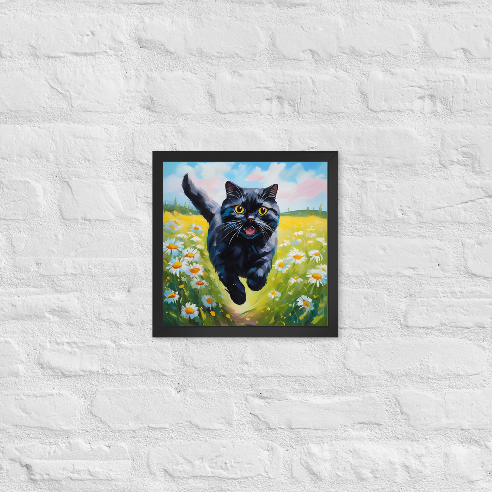 PugMug Custom Black Scottish Fold Cat Framed Print