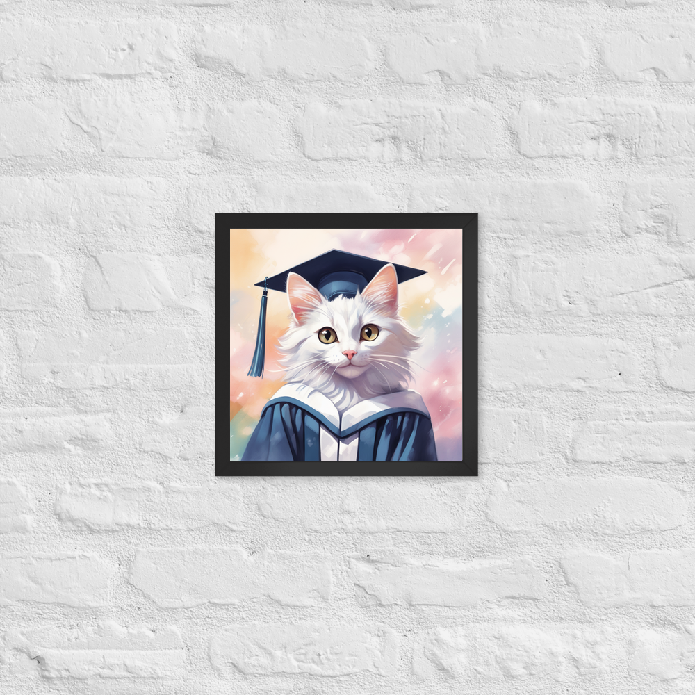 PugMug Custom White Companion Cat Framed Print