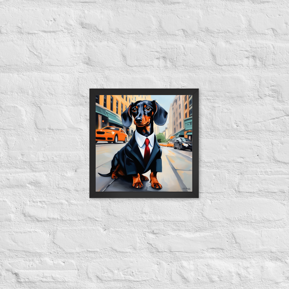 PugMug Custom Black Dachshund Framed Print