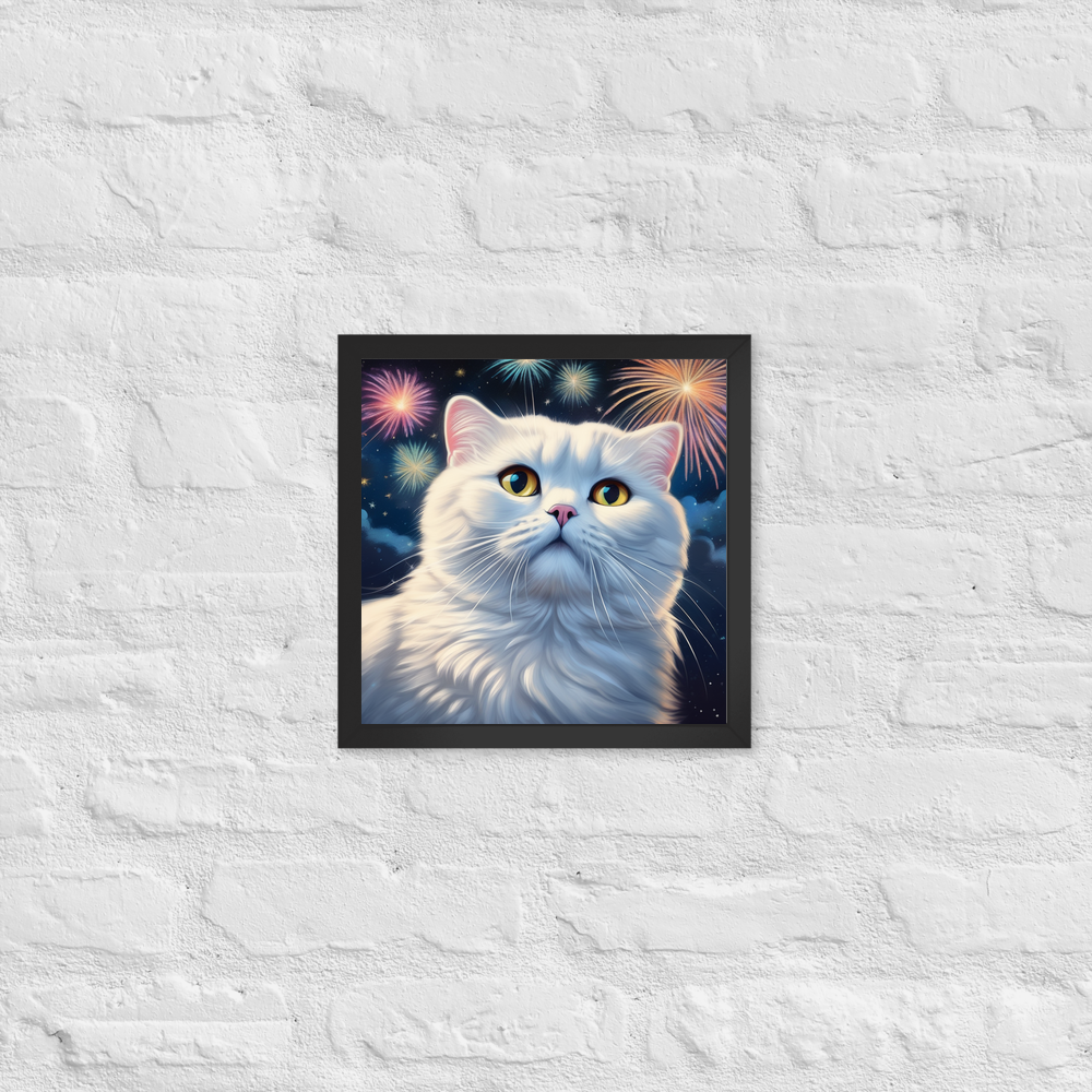PugMug Custom White Scottish Fold Cat Framed Print