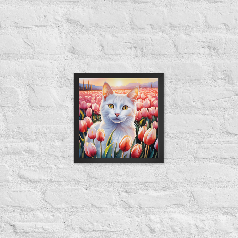 PugMug Custom White Companion Cat Framed Print