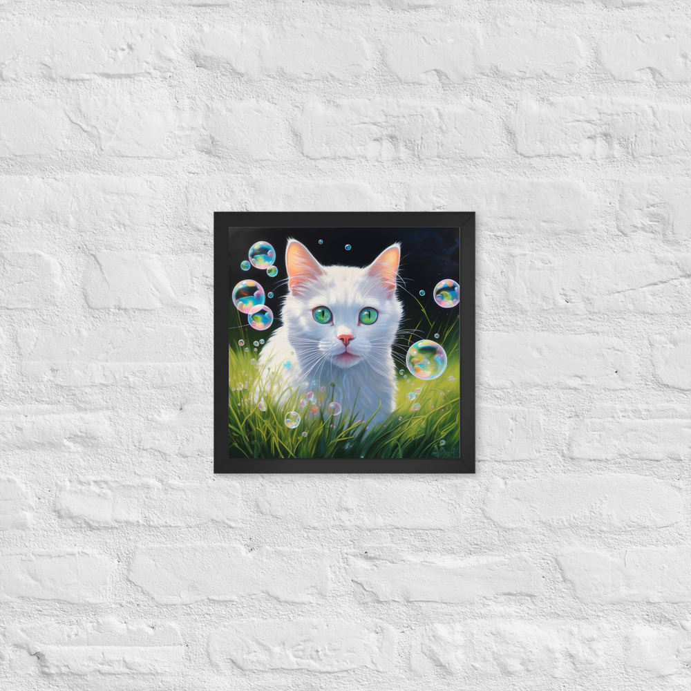 PugMug Custom White Companion Cat Framed Print