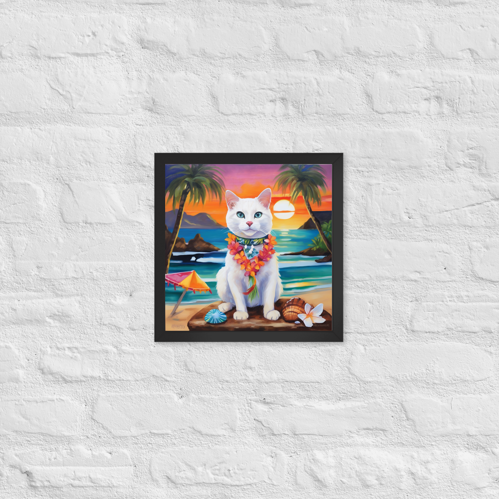 PugMug Custom White Companion Cat Framed Print