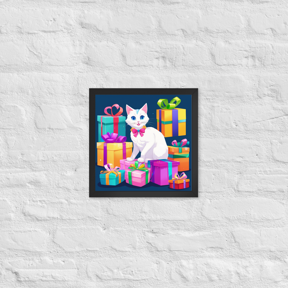 PugMug Custom White Companion Cat Framed Print