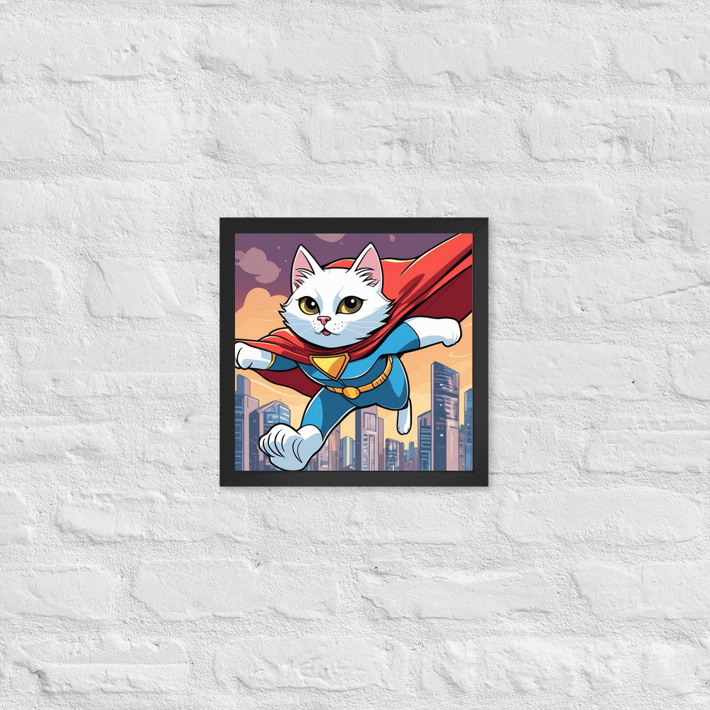 PugMug Custom White Companion Cat Framed Print
