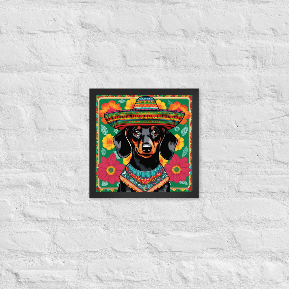 PugMug Custom Black Dachshund Framed Print