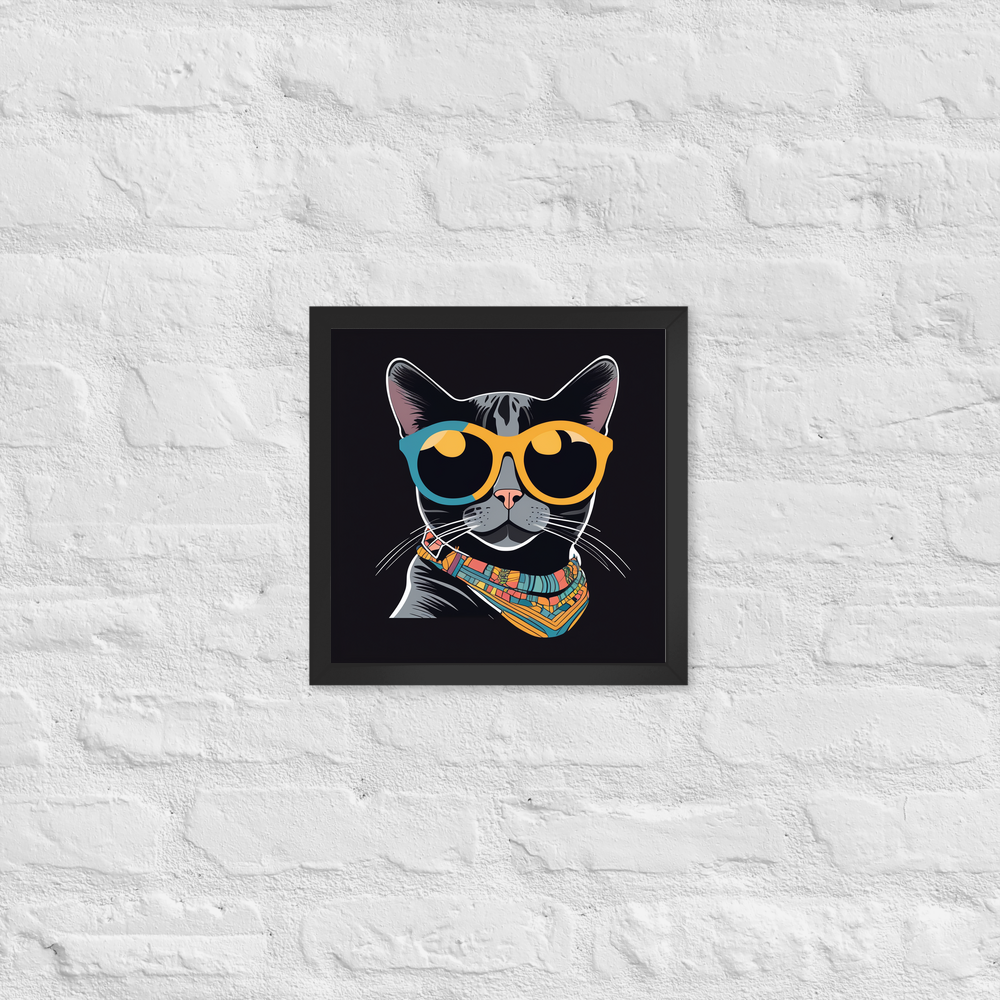 PugMug Custom Black American Shorthair Cat Framed Print