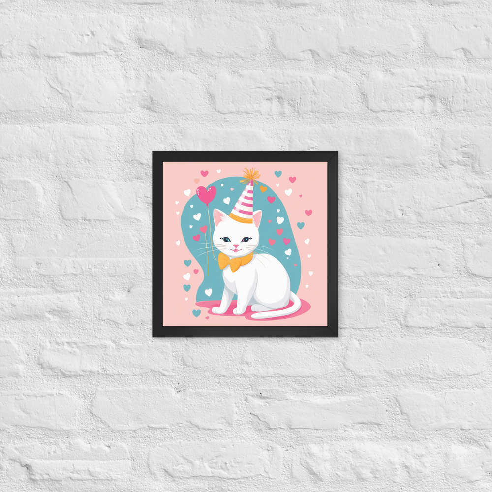 PugMug Custom White Companion Cat Framed Print