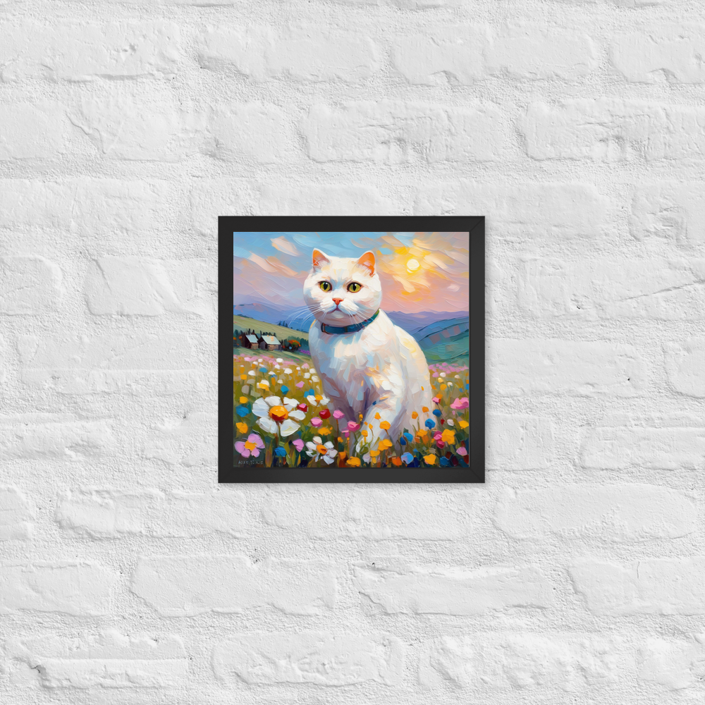 PugMug Custom White Scottish Fold Cat Framed Print
