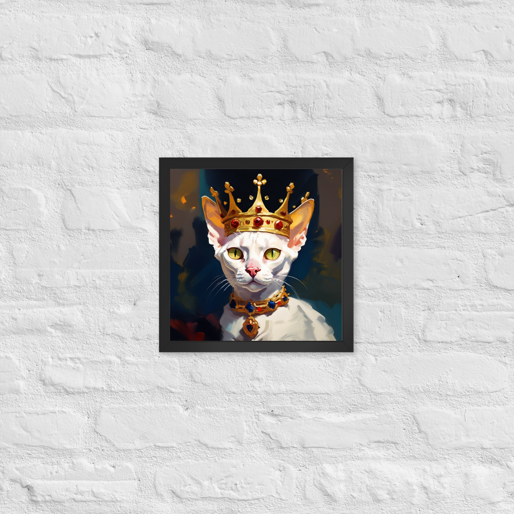 PugMug Custom White Devon Rex Cat Framed Print