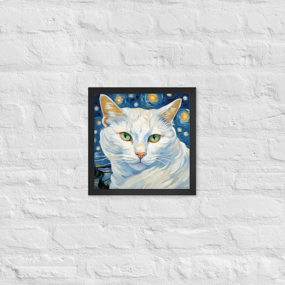 PugMug Custom White Companion Cat Framed Print
