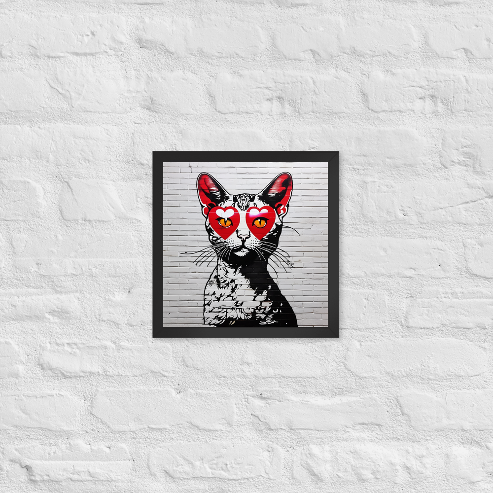 PugMug Custom Tabby Devon Rex Cat Framed Print