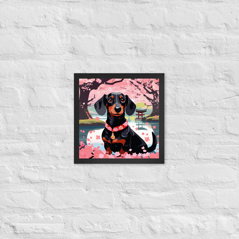 PugMug Custom Black Dachshund Framed Print