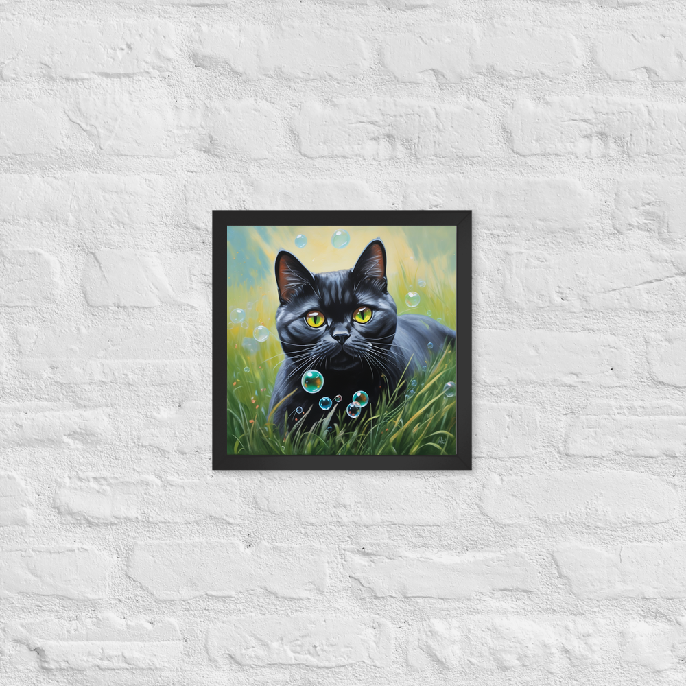 PugMug Custom Black British Shorthair Cat Framed Print