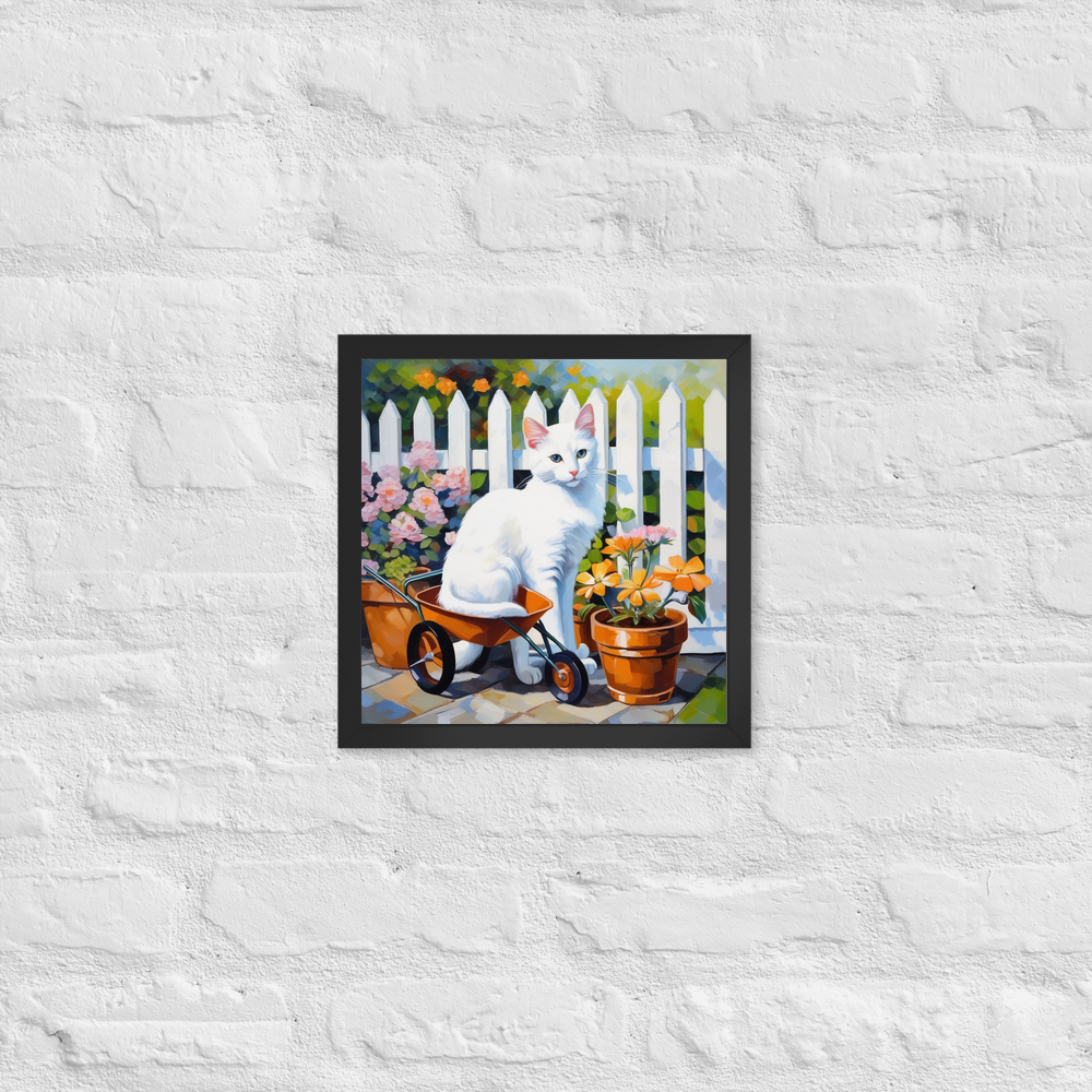 PugMug Custom White Companion Cat Framed Print