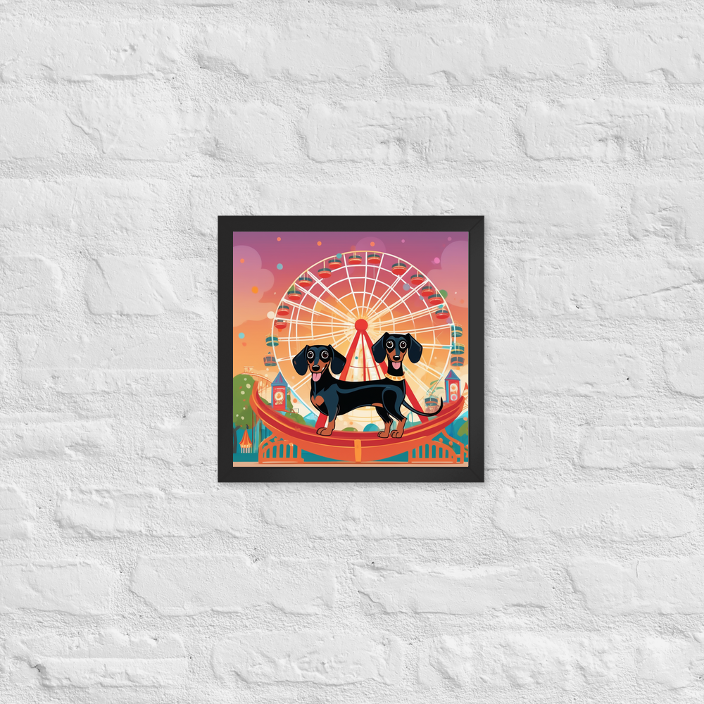 PugMug Custom Black Dachshund Framed Print