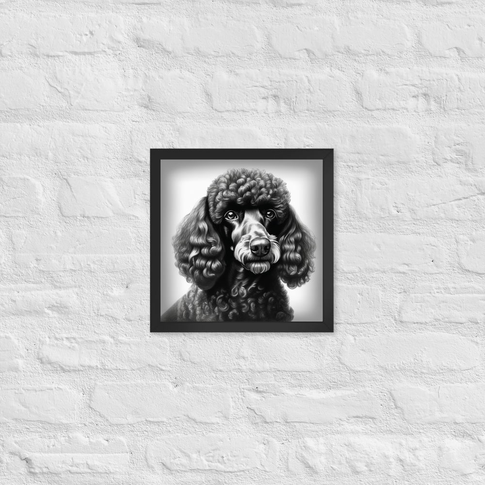 PugMug Custom Black Poodle Framed Print
