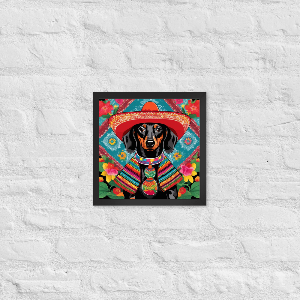 PugMug Custom Black Dachshund Framed Print