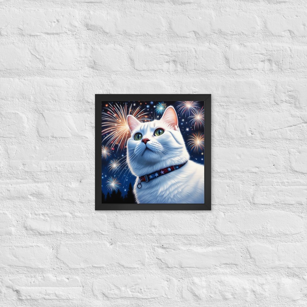 PugMug Custom White American Shorthair Cat Framed Print