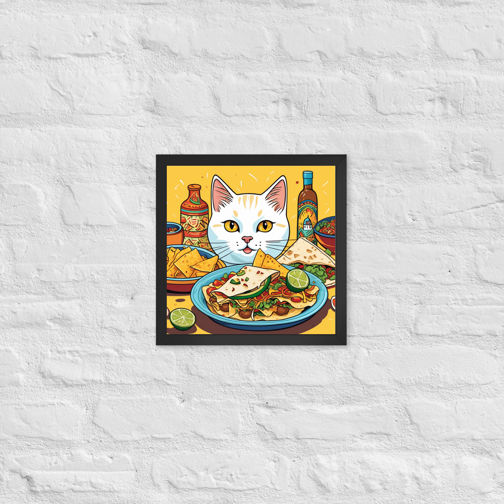 PugMug Custom White Companion Cat Framed Print