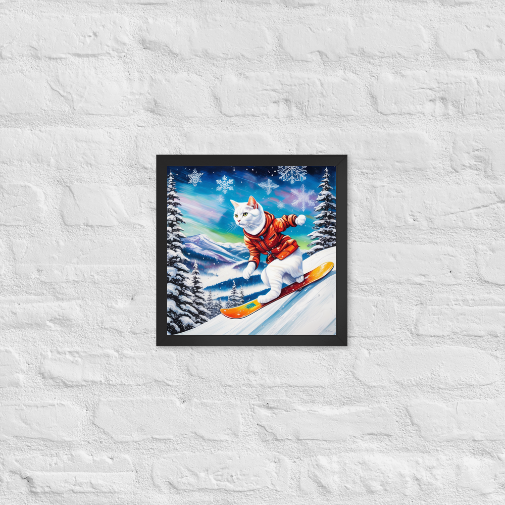 PugMug Custom White Companion Cat Framed Print