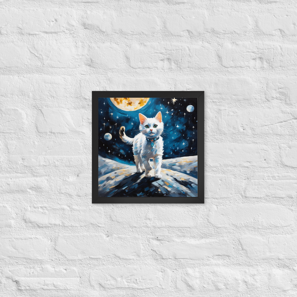 PugMug Custom White Companion Cat Framed Print