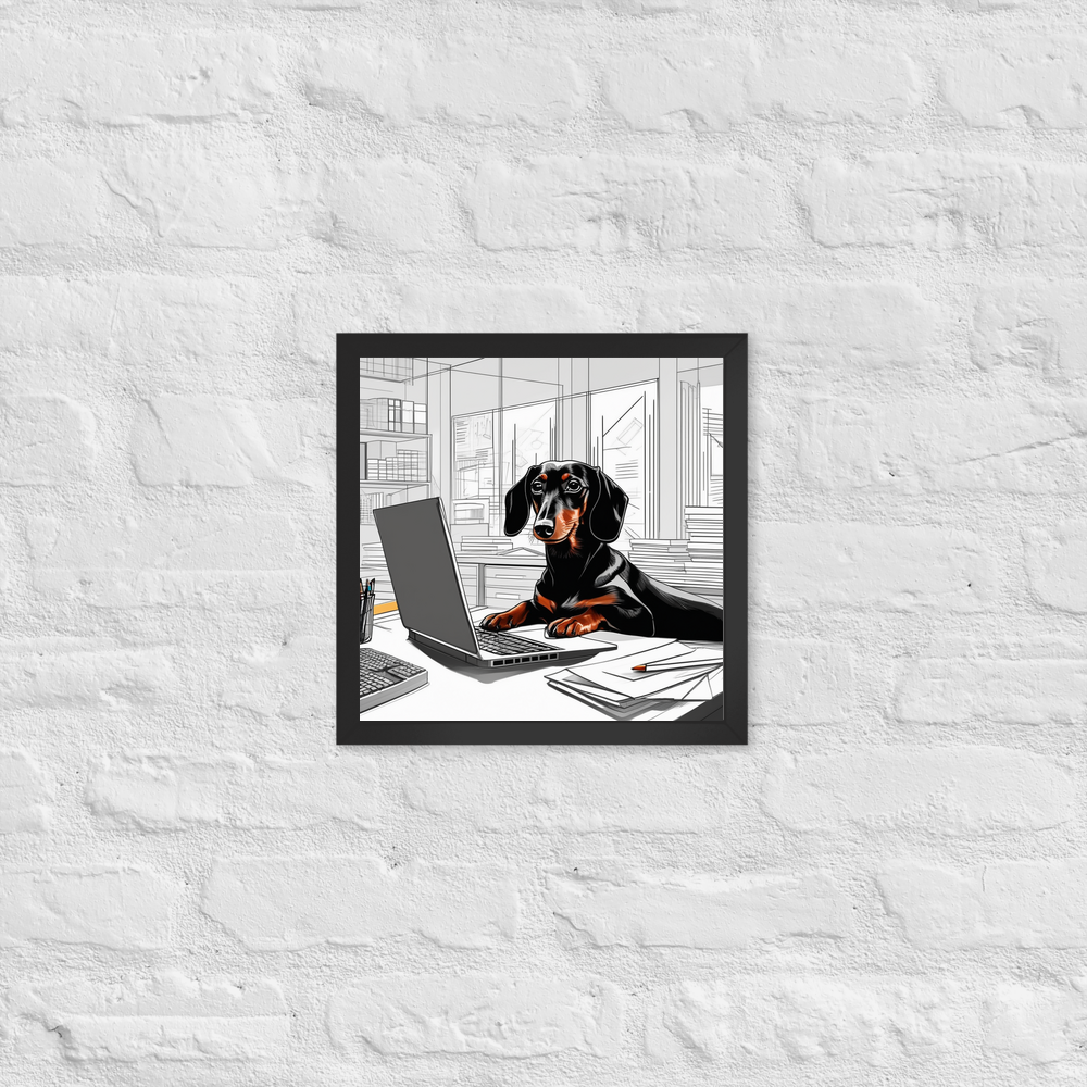 PugMug Custom Black Dachshund Framed Print