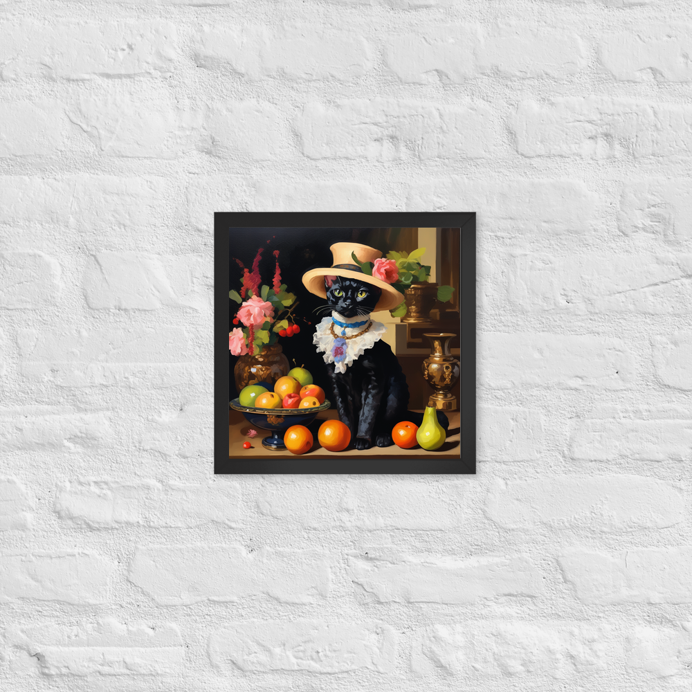 PugMug Custom Black Devon Rex Cat Framed Print