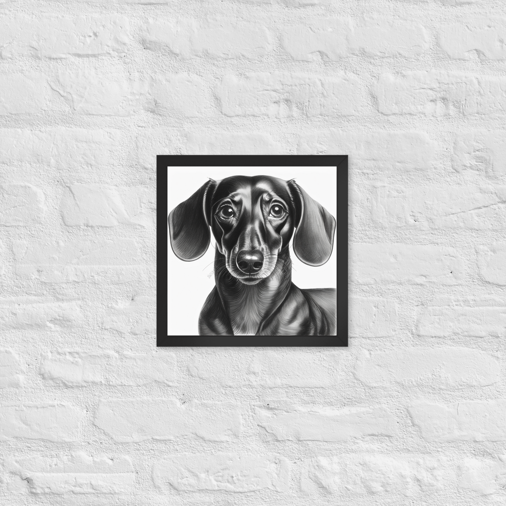 PugMug Custom Black Dachshund Framed Print