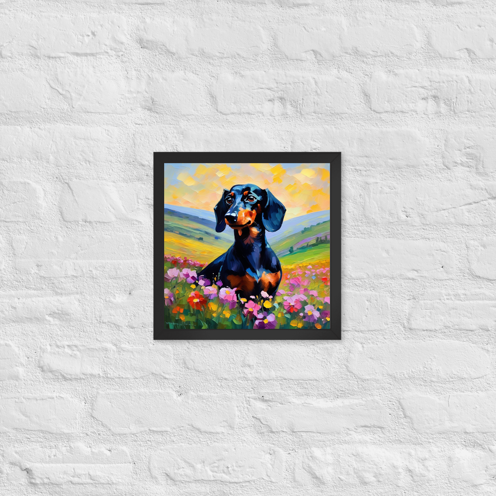 PugMug Custom Black Dachshund Framed Print