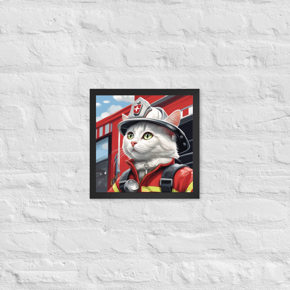 PugMug Custom White Companion Cat Framed Print