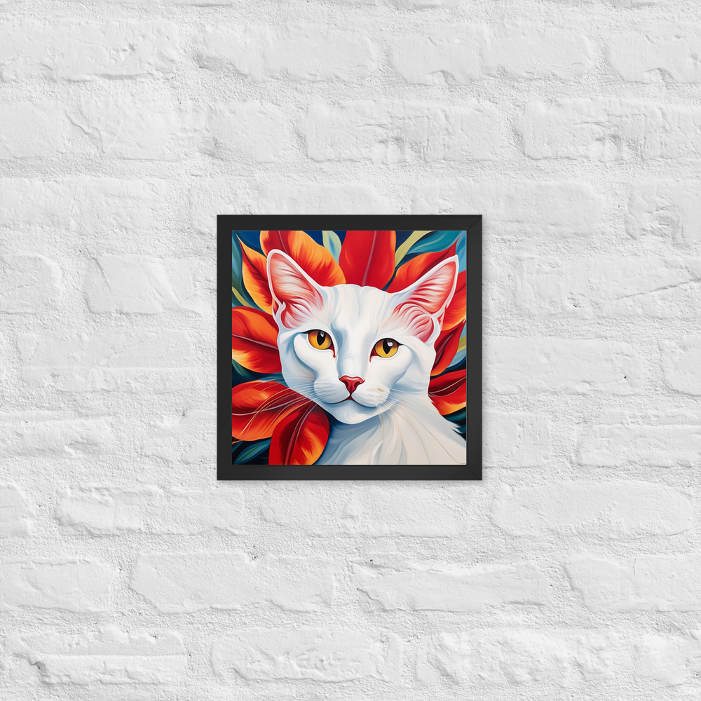 PugMug Custom White Companion Cat Framed Print