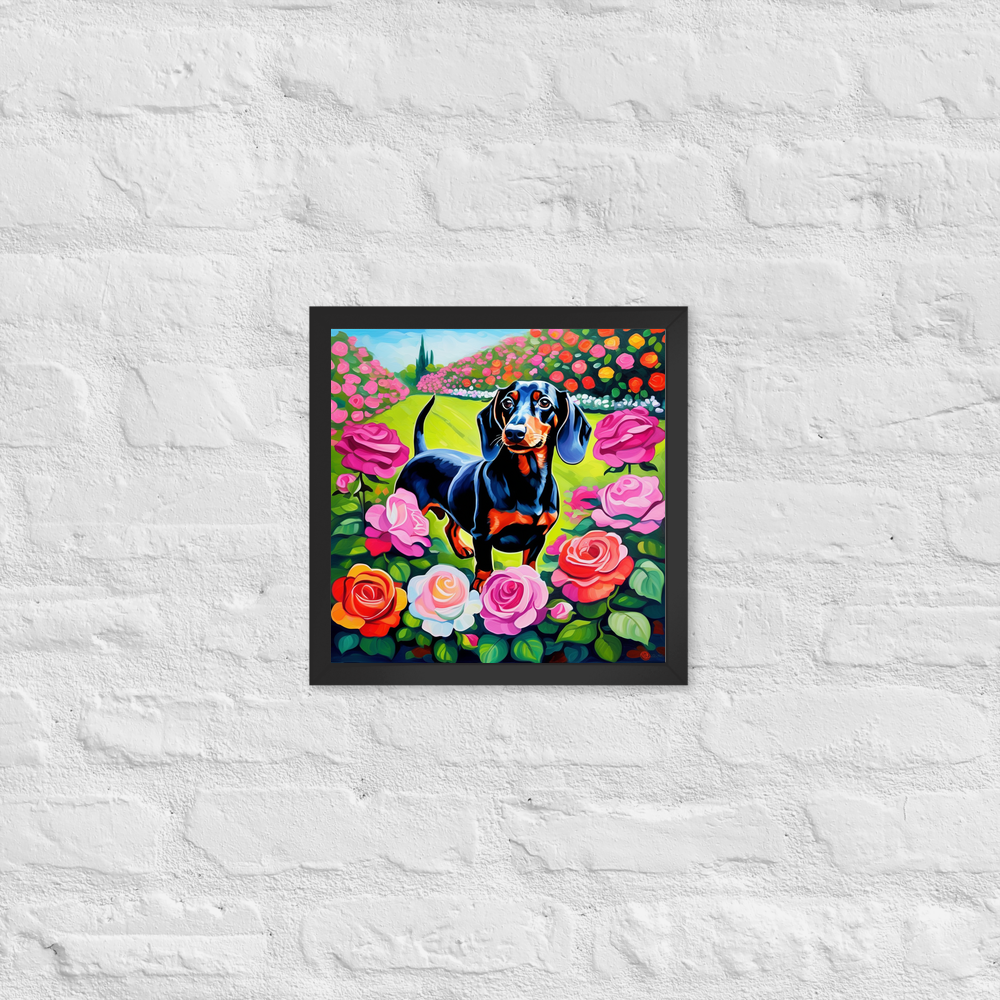 PugMug Custom Black Dachshund Framed Print