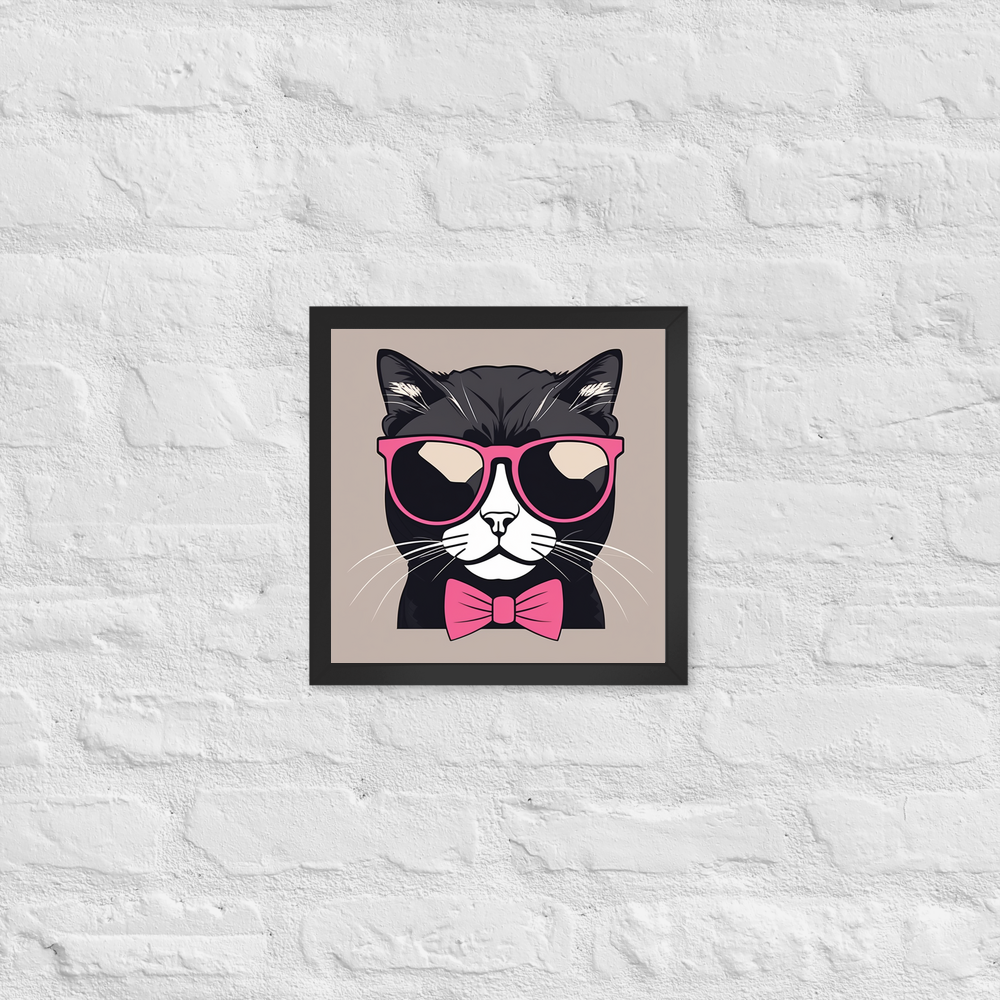 PugMug Custom Black Scottish Fold Cat Framed Print