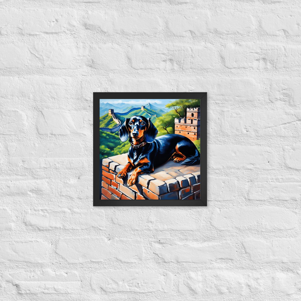 PugMug Custom Black Dachshund Framed Print