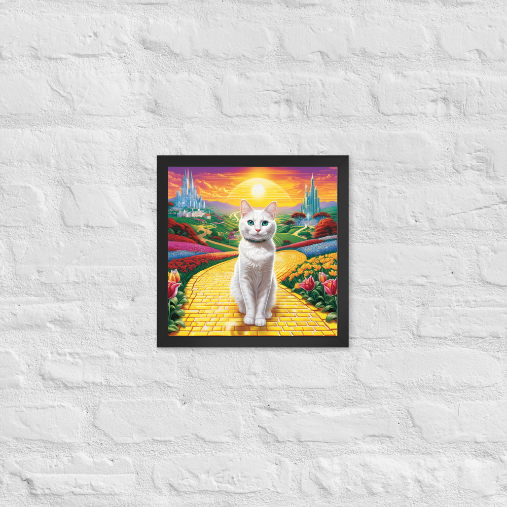 PugMug Custom White Companion Cat Framed Print