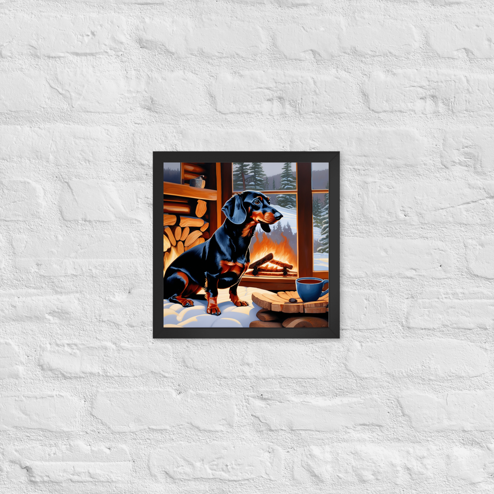 PugMug Custom Black Dachshund Framed Print