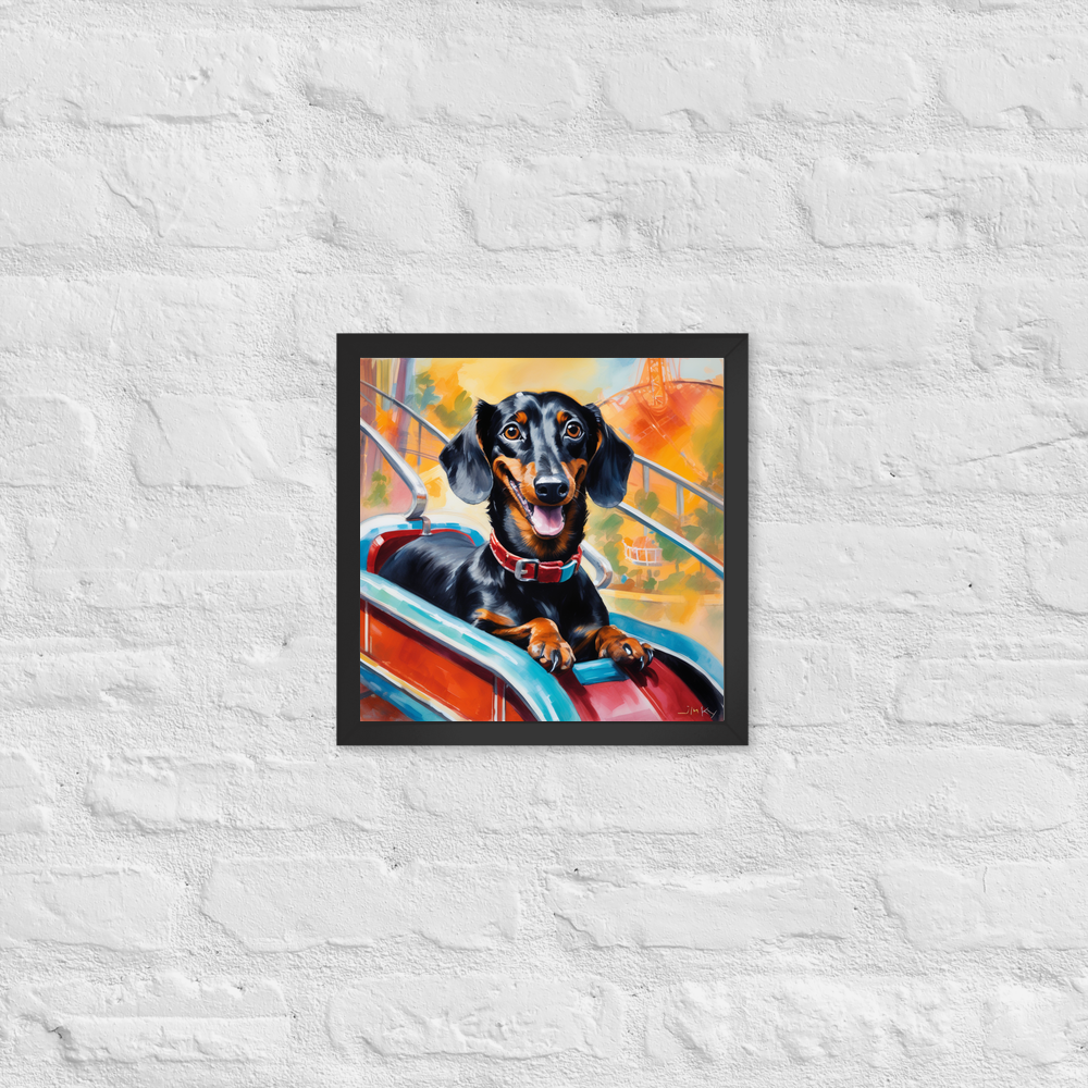 PugMug Custom Black Dachshund Framed Print