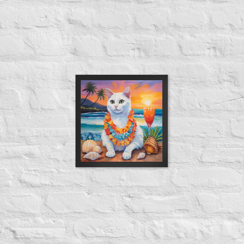 PugMug Custom White Companion Cat Framed Print